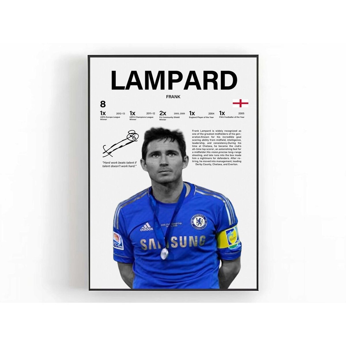 GENERICO - Cuadro Frank Lampard Fútbol Leyenda del Chelsea + Marco