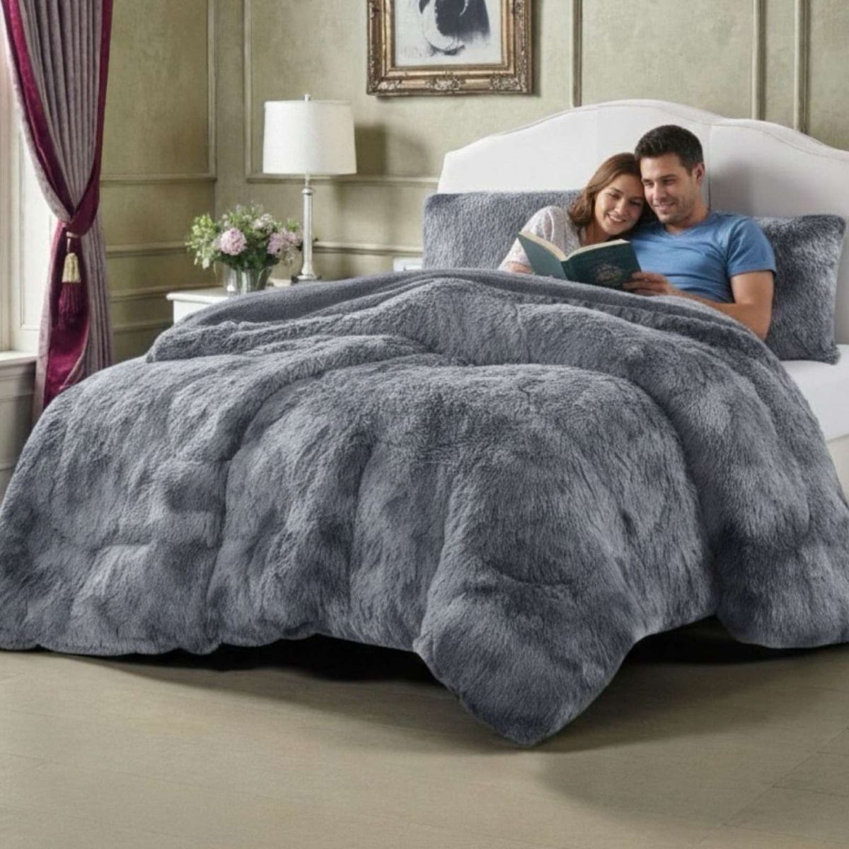 GENERICO - Cubrecama Otoño Invierno Chiporro Peludo Premium King 250 cm x 270 cm