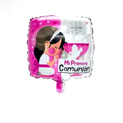 GENERICO - GLOBO METALICO 18 MI PRIMERA COMUNION ROSADO X1 UNI