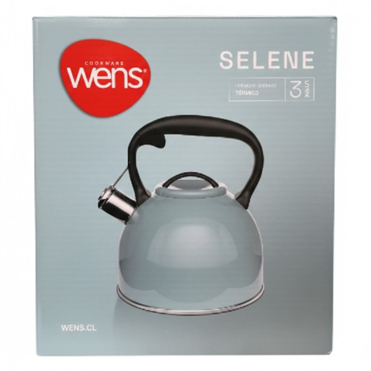 GENERICO - Tetera De Acero Inoxidable Con Silbato 3 Litros Wens Colores Celeste Turquesa