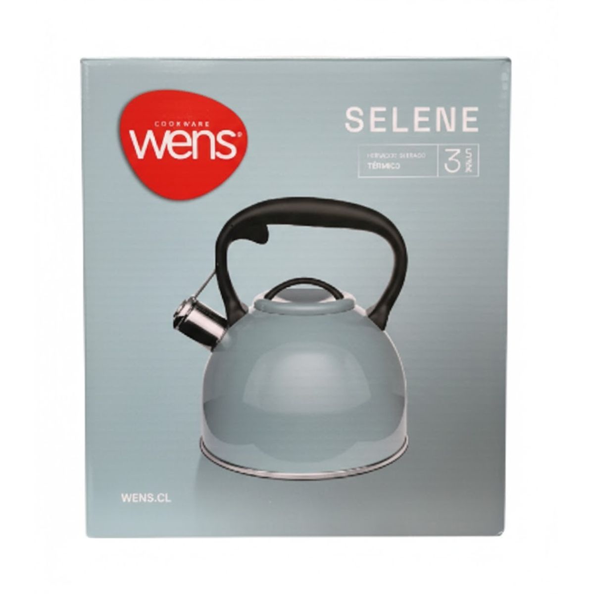 GENERICO - Tetera De Acero Inoxidable Con Silbato 3 Litros Wens Colores Celeste Turquesa