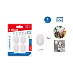 GENERICO - Ganchos Plástico Oval Blanco 4pcs