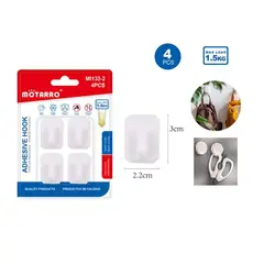 GENERICO - Ganchos Plástico Cuadrado Blanco 4pcs