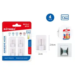 GENERICO - Ganchos Plástico Cuadrado Met 4pcs