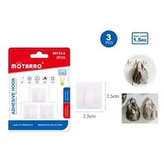 GENERICO - Ganchos Plástico Cuadrado Blanco 3pcs