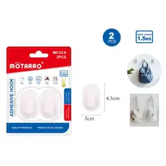 GENERICO - Ganchos Plástico Oval Blanco 2pcs