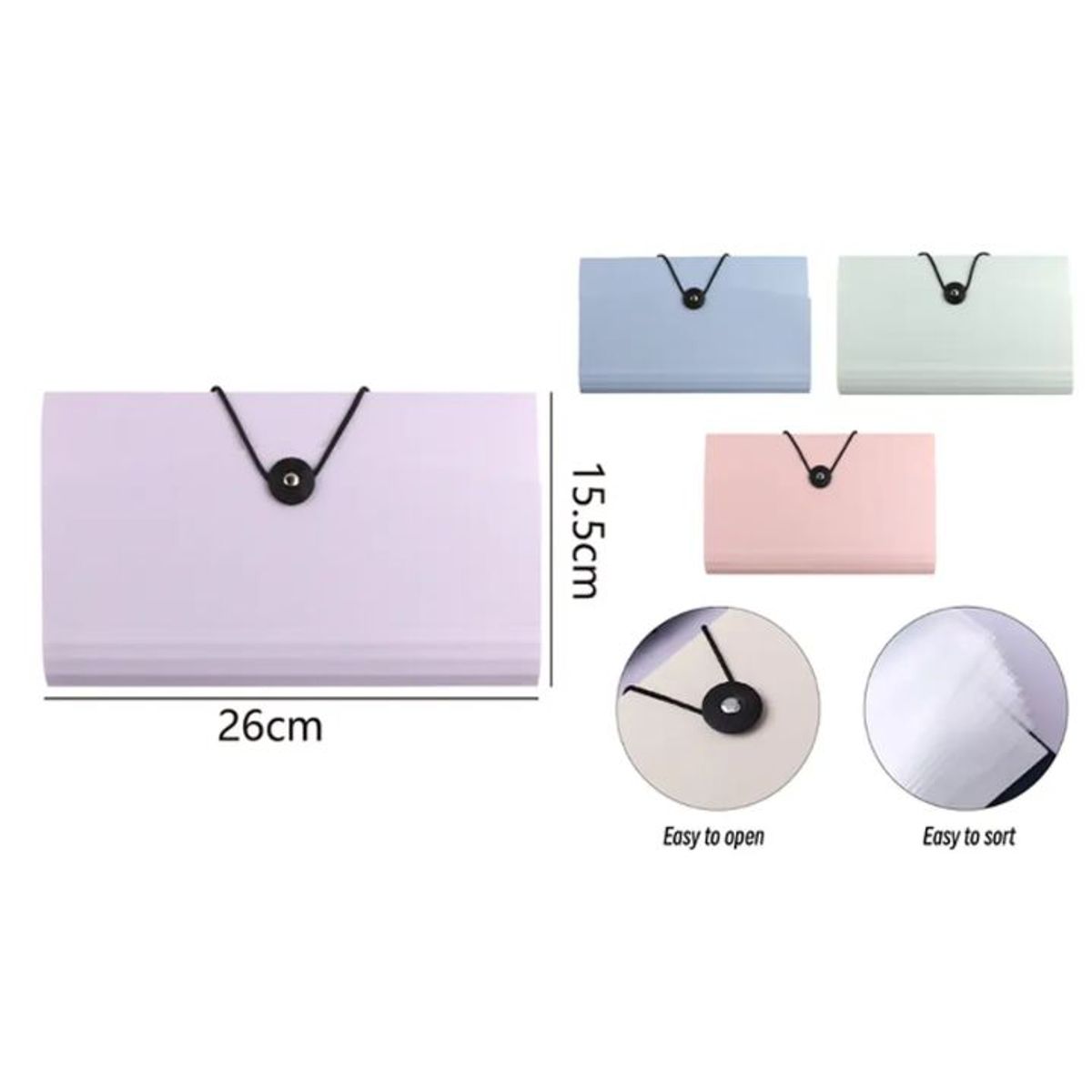 GENERICO - Carpeta con elastica para boletas a6 Colores Surtidos 26x15cm