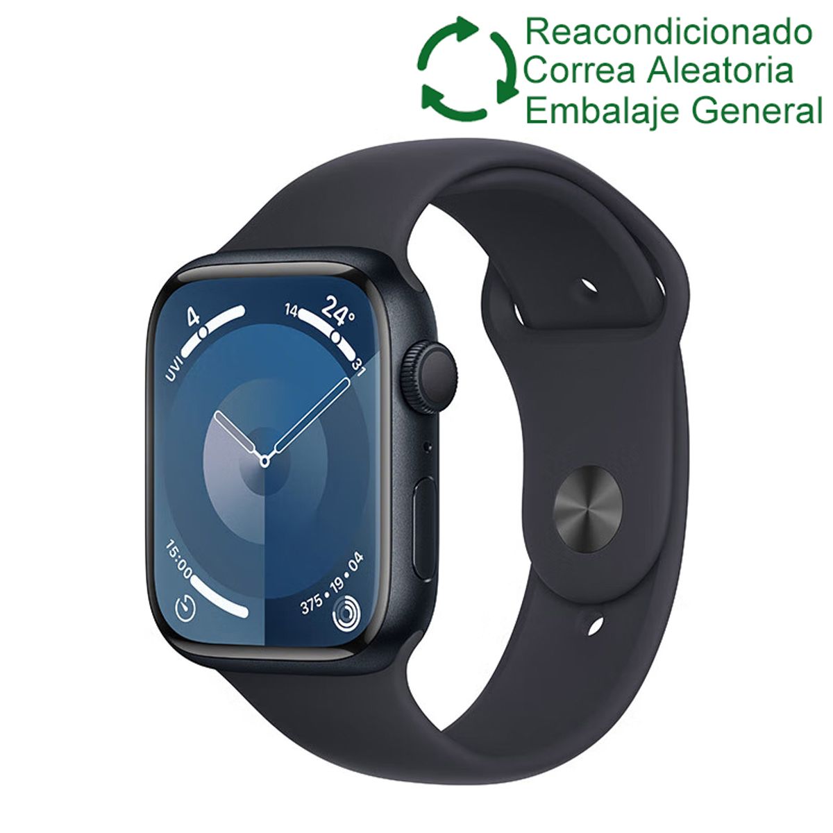 APPLE - Apple Watch Series 9 45mm GPS - Negro Reacondicionado(Semi Nuevo)