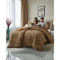 GENERICO - Cubrecama Chiporro Diseño Geometrico Suave y Abrigador Plaza y Media