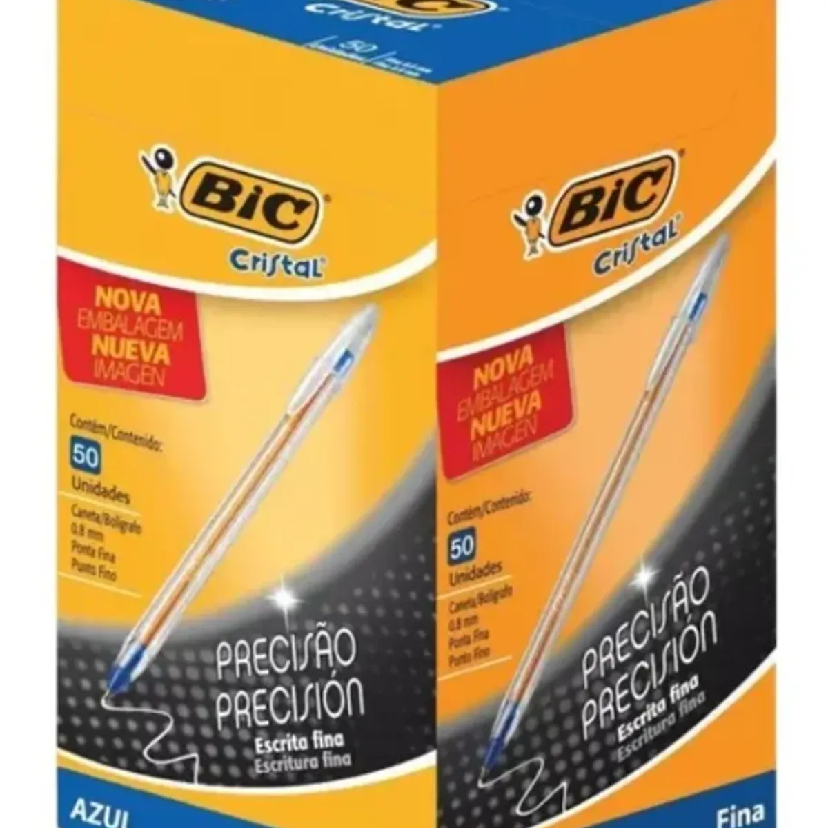 GENERICO - Pack 50 Bic Cristal 0.8 Punta Fina Azul