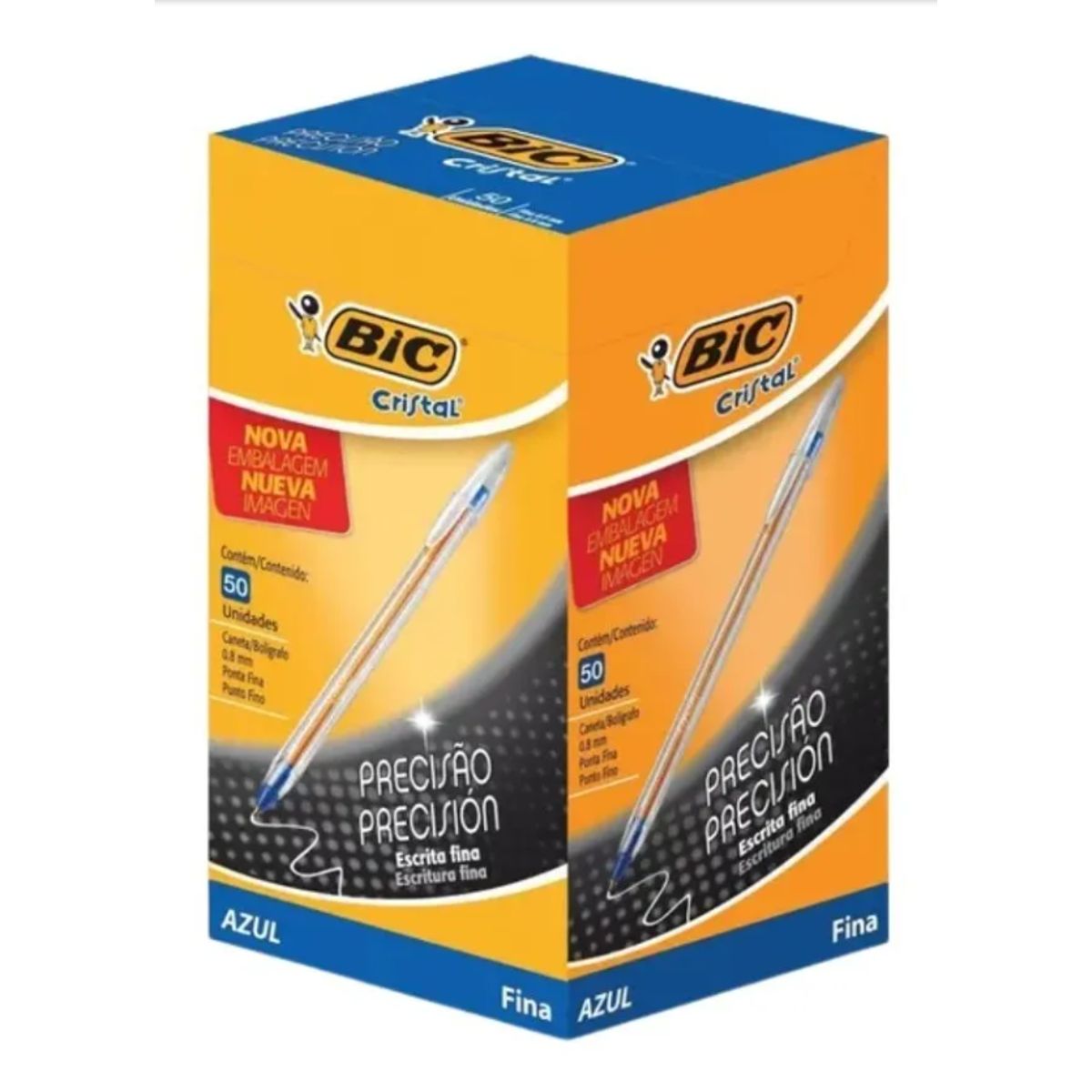 GENERICO - Pack 50 Bic Cristal 0.8 Punta Fina Azul
