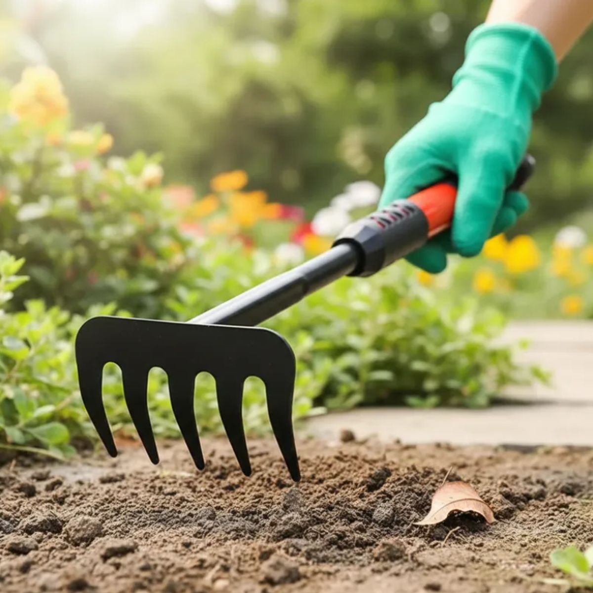 GENERICO - Rastrillo de Mano para Jardín Cultivador Metálico 5 Dientes