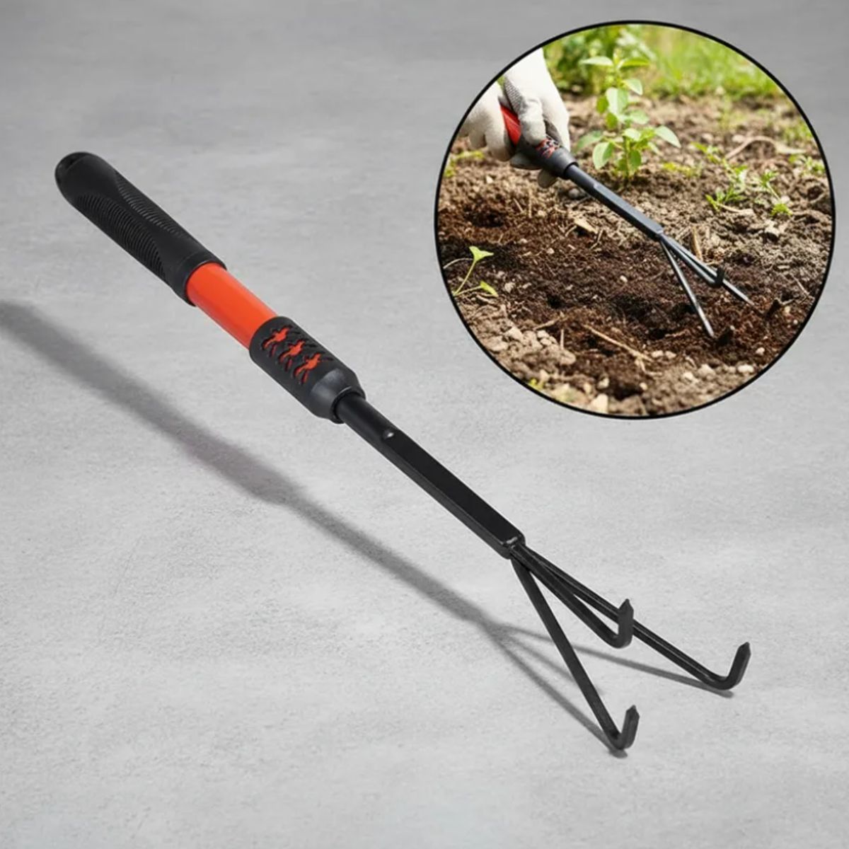 GENERICO - Rastrillo Cultivador De Mano Para Jardín 3 Puntas 49 Cm