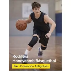 GENERICO - Rodillera Honeycomb Corta para Básquetbol con Protección Antigolpes Par L