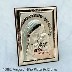 GENERICO - Cuadro de plata coloreada Italiano de La Virgen con el Niño