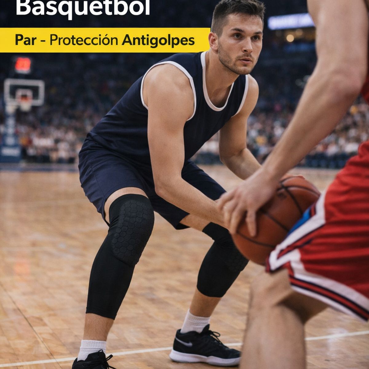 GENERICO - Rodillera Honeycomb Mediana para Básquetbol con Amortigueación de Impacto  Par M