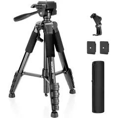NEEWER - 180cm Trípode Para Celular Cámara Sony Canon Nikon Con Soporte Móvil Montaje Aluminio 3 Way Head