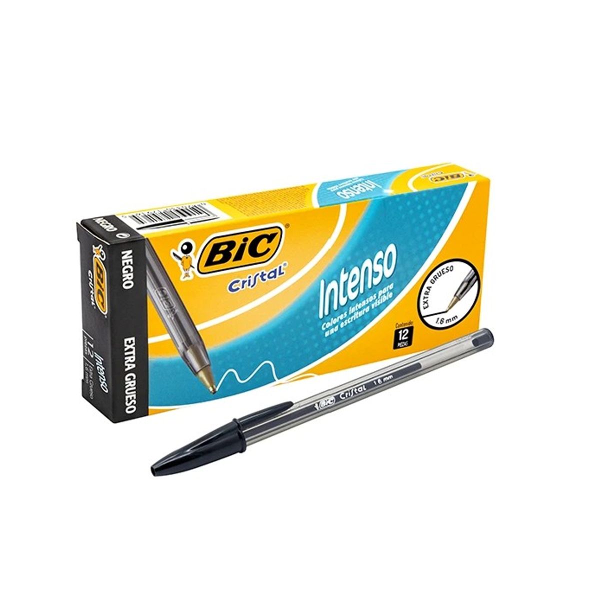 GENERICO - Pack 12 Bic Cristal 1.6mm Negro