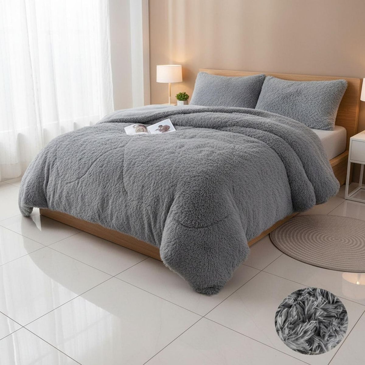 GENERICO - Cobertor King Peludo Con Chiporro + 2 Fundas Almohada - Multicolor - King