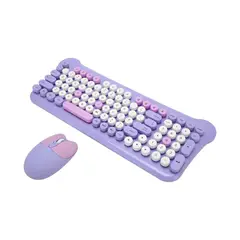 GENERICO - Kit Teclado Inalámbrico y Mouse Lila