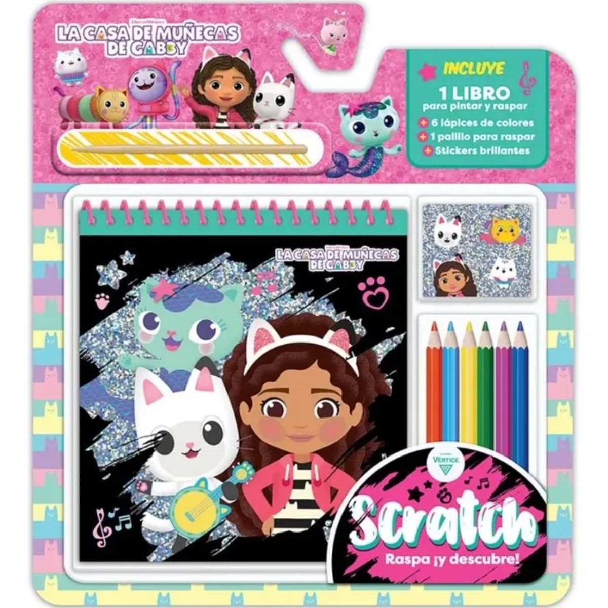 VERTICE - Blister  Para Pintar y Raspar scratch   Gabby Doll House VERTICE
