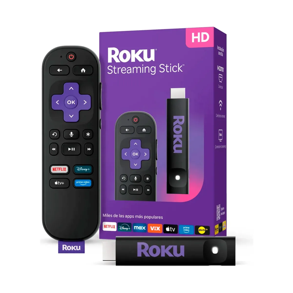ROKU - Dispositivo de Streaming Roku Stick HD 2025 Negro