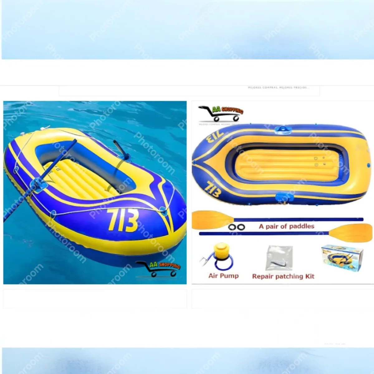 ANGELES DEL HOGAR - BOTE INFLABLE CON REMOS CUERDA E INFLADOR