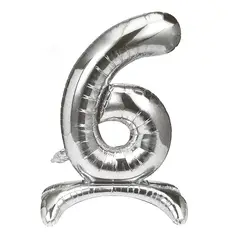 GENERICO - GLOBO METALICO 32 PEDESTAL PLATEADO N?6 X1 UNI