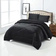 GENERICO - Plumon Plush Liso Con Chiporro 1.5 Plazas + 1 Funda Almohada - Multicolor - 1,5 Plazas