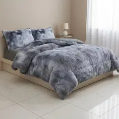 GENERICO - Cobertor Jaspeado Peludo Con Chiporro 2 Plaza + 2 Fundas - Multicolor - 2 Plazas