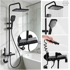 LEFORGE - Columna Ducha Moderna 4 Funciones Llave Boton Piano