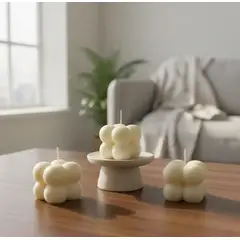 HAOKIDS - Set 3 velas mini Burbuja o Bubble candles geométricas adorno minimalista moderno 3.5 cm cera de soja