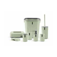 GENERICO - Juego De Baño 8 Piezas Accesorios Elegante para Decorar el baño verde