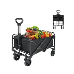 GENERICO - Carrito de compras paseo camping playa - Carro de arraste Negro