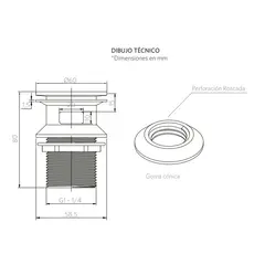 STRETTO - Desagüe Lavamanos Lavatorio Moneda 1 1/4 Con Rebalse Marca Color Acero Inox Satinado