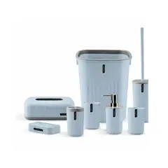 GENERICO - Juego De Baño 8 Piezas Accesorios Elegante para Decorar el baño Celeste Set