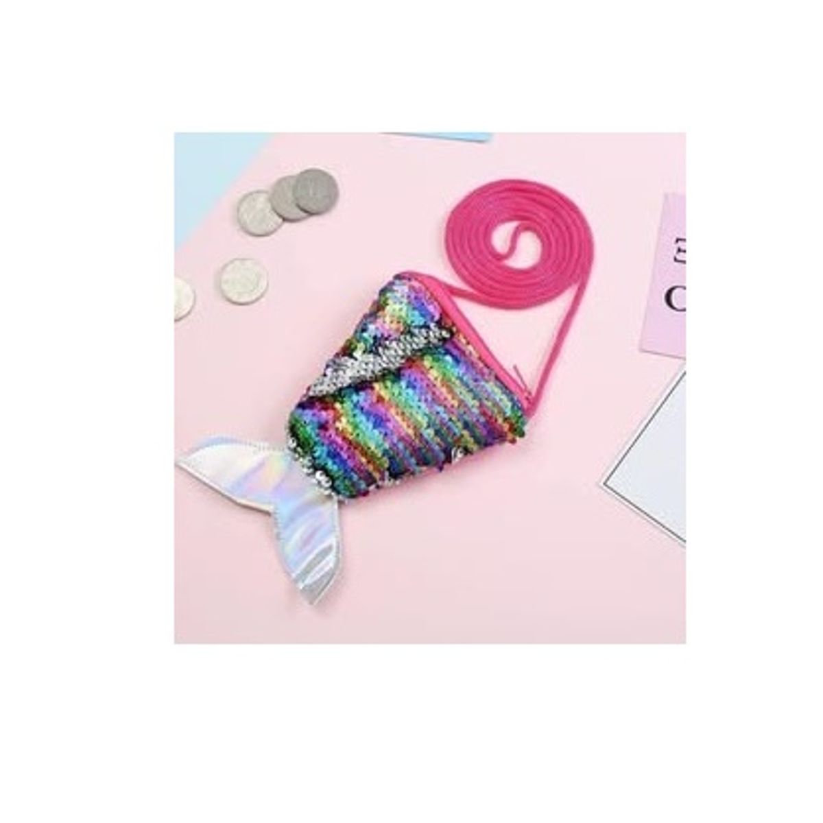 GENERICO - Cartera pequeña de cola de sirena para niña 15x12cm