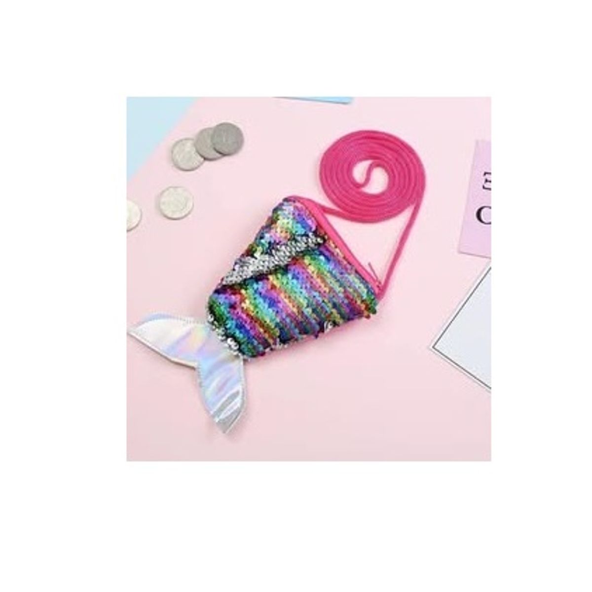 GENERICO - Cartera pequeña de cola de sirena para niña 15x12cm