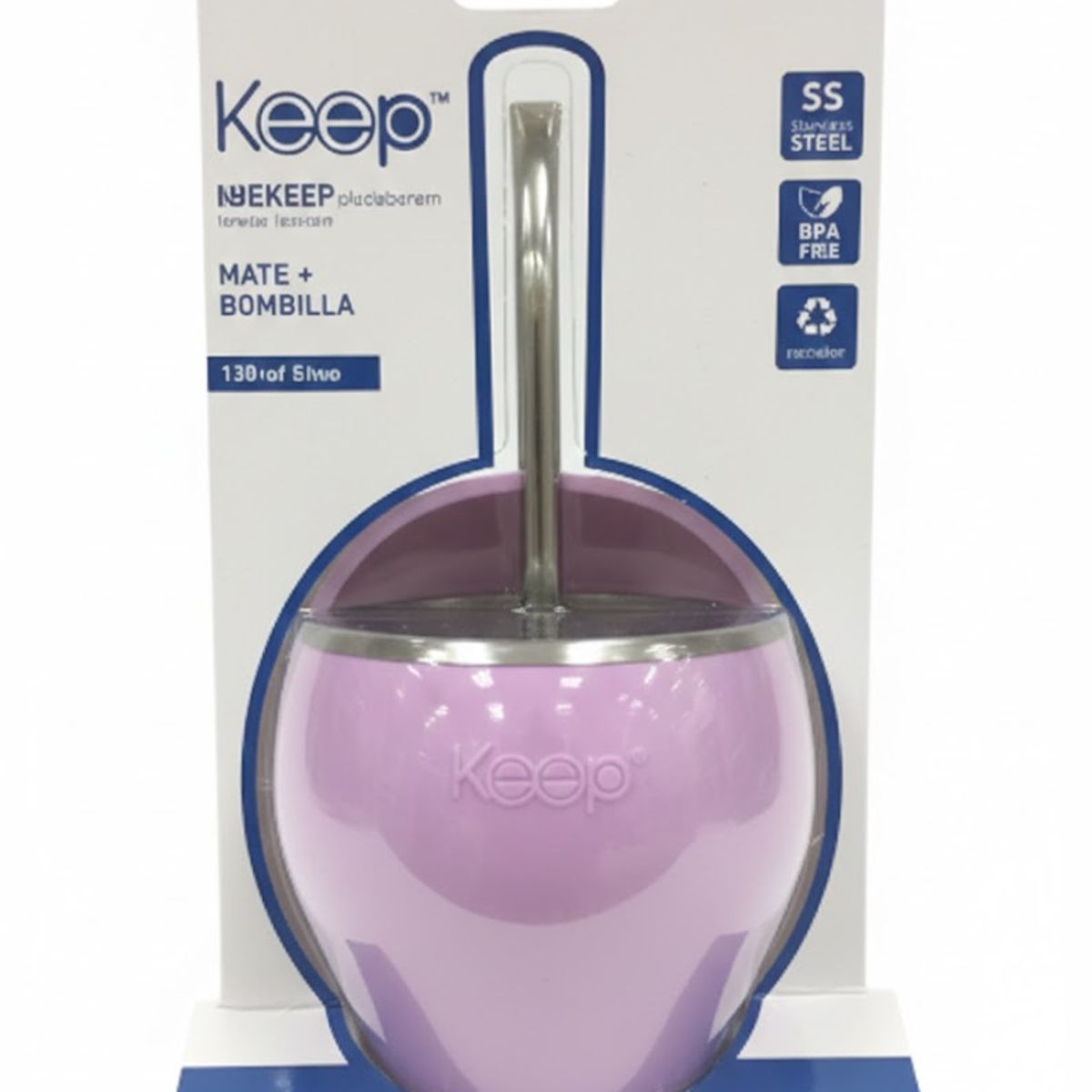 GENERICO - Mate Silicona Keep Acero Inoxidable Con Bombilla Acero 230ml Color rosa