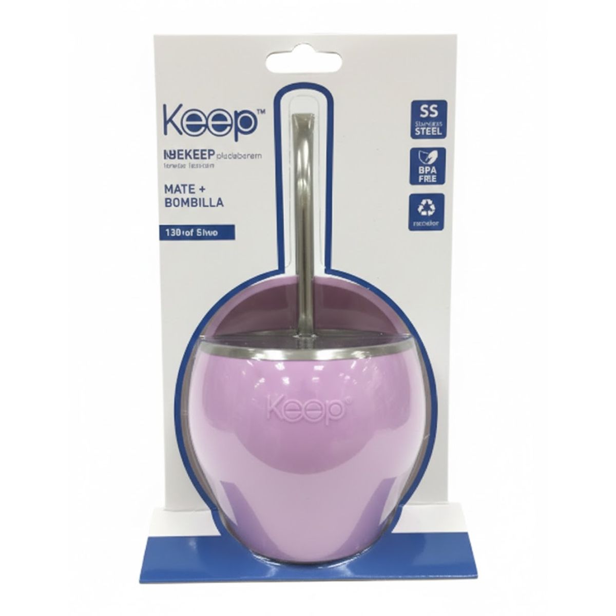 GENERICO - Mate Silicona Keep Acero Inoxidable Con Bombilla Acero 230ml Color rosa