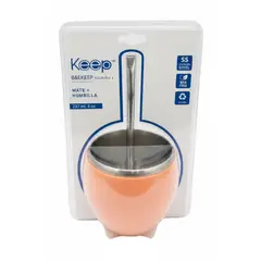 GENERICO - Mate Silicona Keep Acero Inoxidable Con Bombilla Acero 230ml naranja