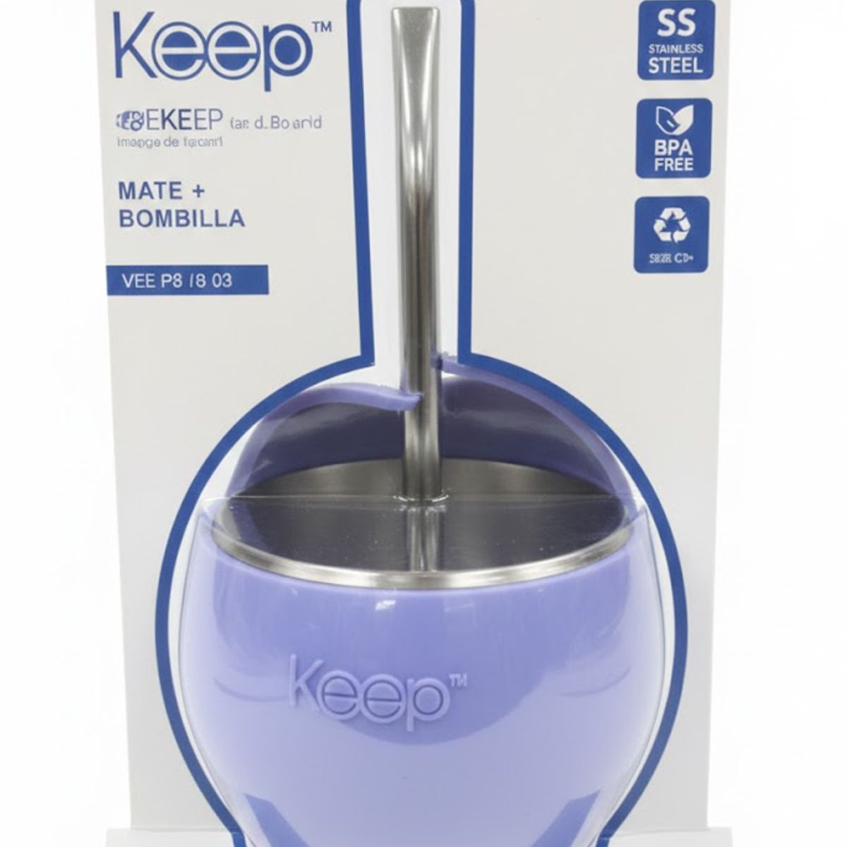 GENERICO - Mate Silicona Keep Acero Inoxidable Con Bombilla Acero 230ml Color mordo