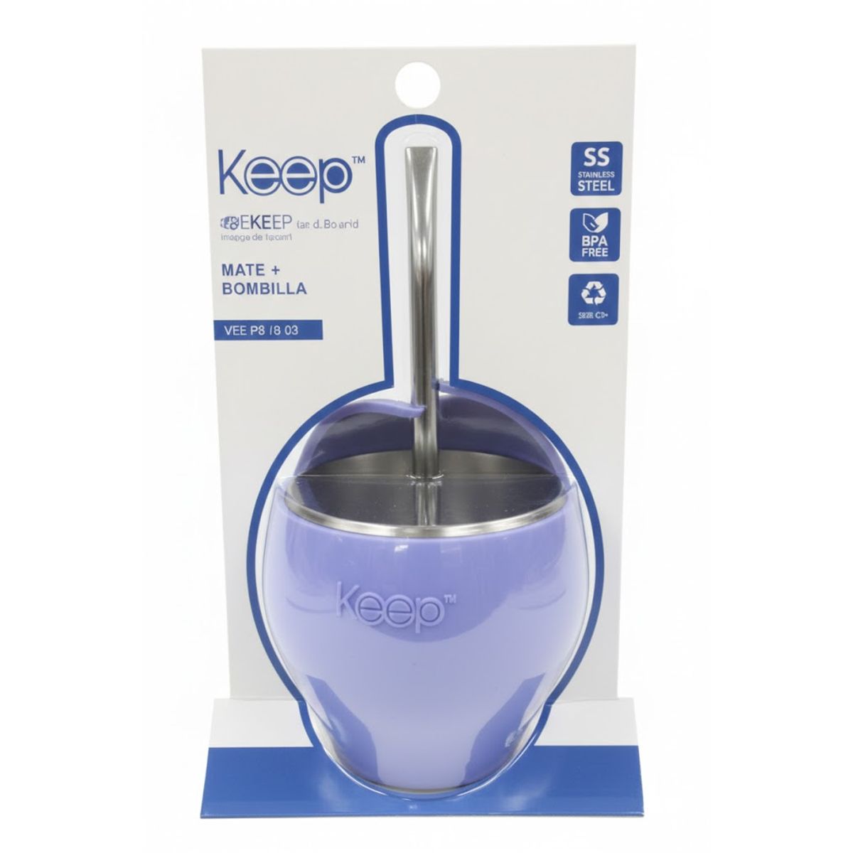 GENERICO - Mate Silicona Keep Acero Inoxidable Con Bombilla Acero 230ml Color mordo