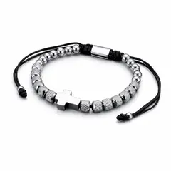 GENERICO - ️ Pulsera Cruz Essentia Silver Acero Inoxidable Premium