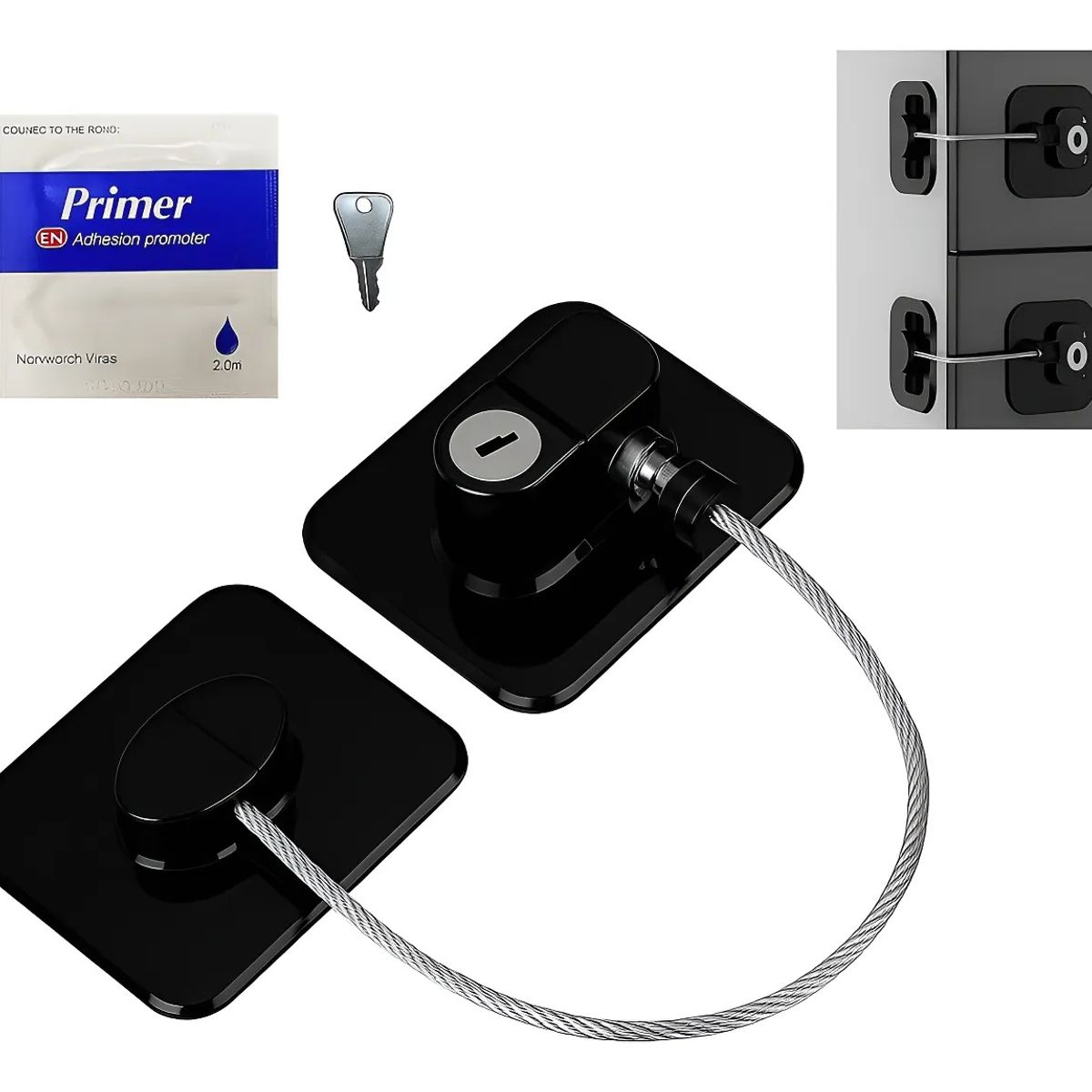 GENERICO - Cerradura Autoadhesiva Congelador Muebles Electrodomesticos Negro