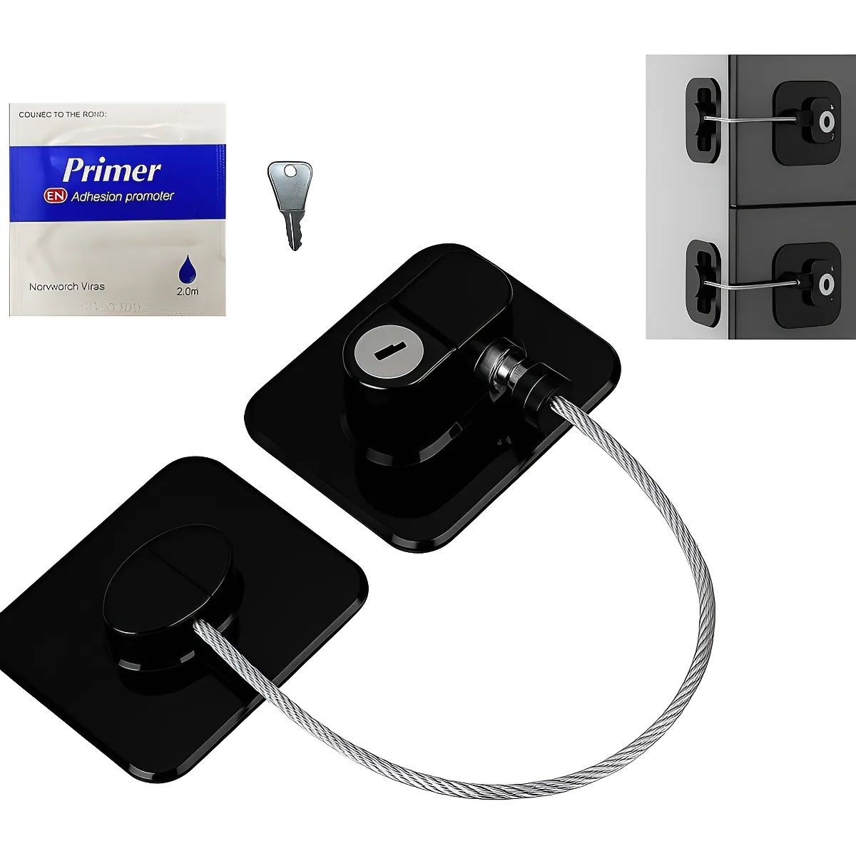 GENERICO - Cerradura Autoadhesiva Congelador Muebles Electrodomesticos Negro