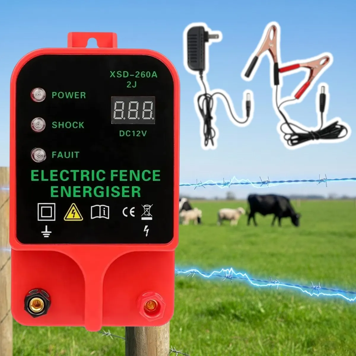 GENERICO - Energizador Energizador Cerco Electrico Ganadero 10 20 km Barrera Seguridad Cerco Jardin Mascotas