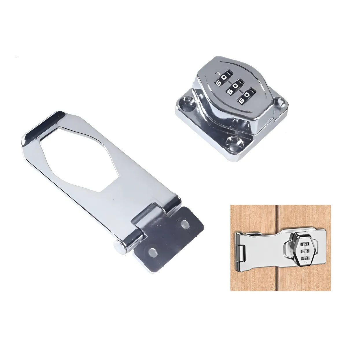 GENERICO - Cerradura Mecánica Con Contraseña Cerrojo Deslizante Plateado