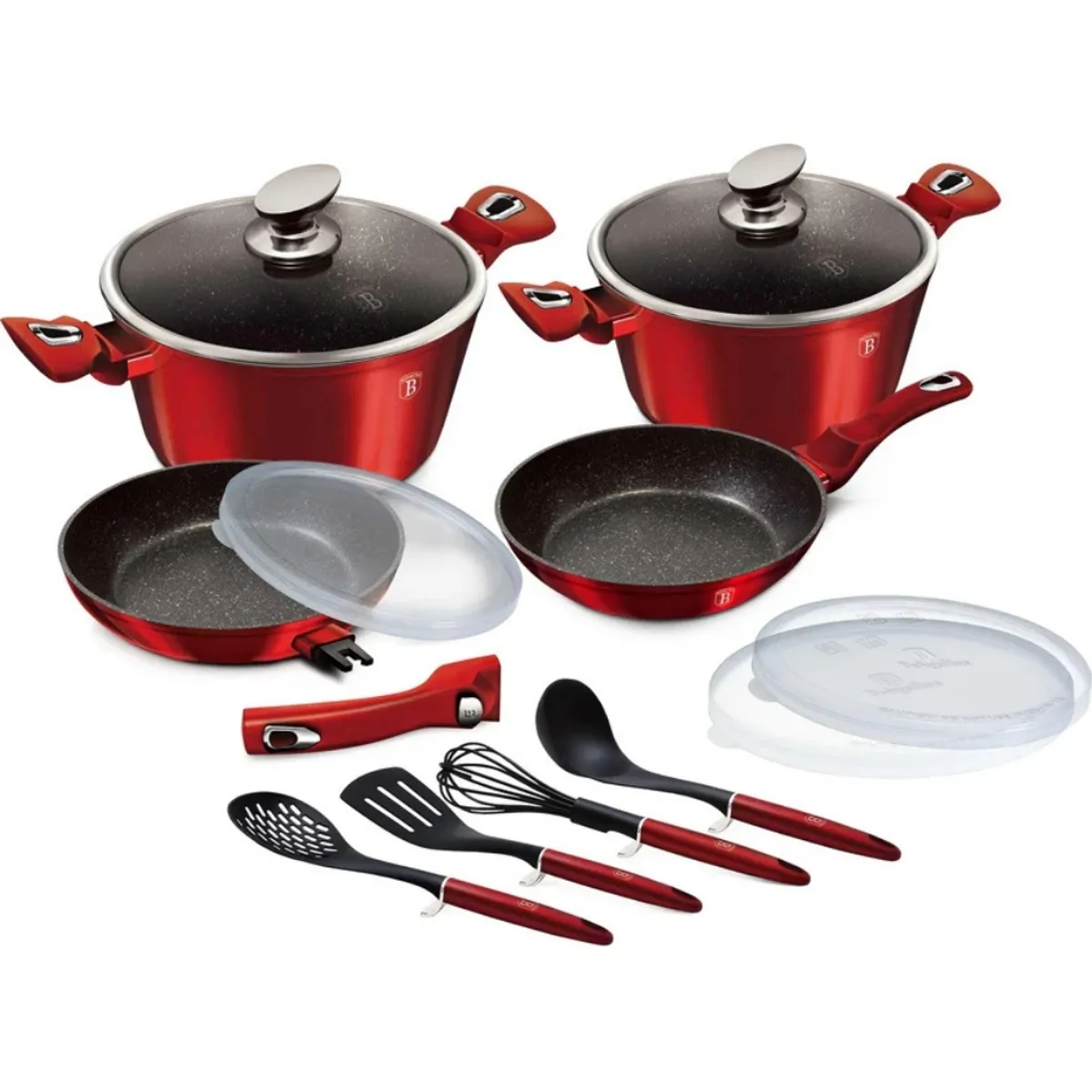 BERLINGER HAUS - BATERIA DE COCINA 13 PZS METALLIC BURGUBDY EDITION ANTIADHERENTE.