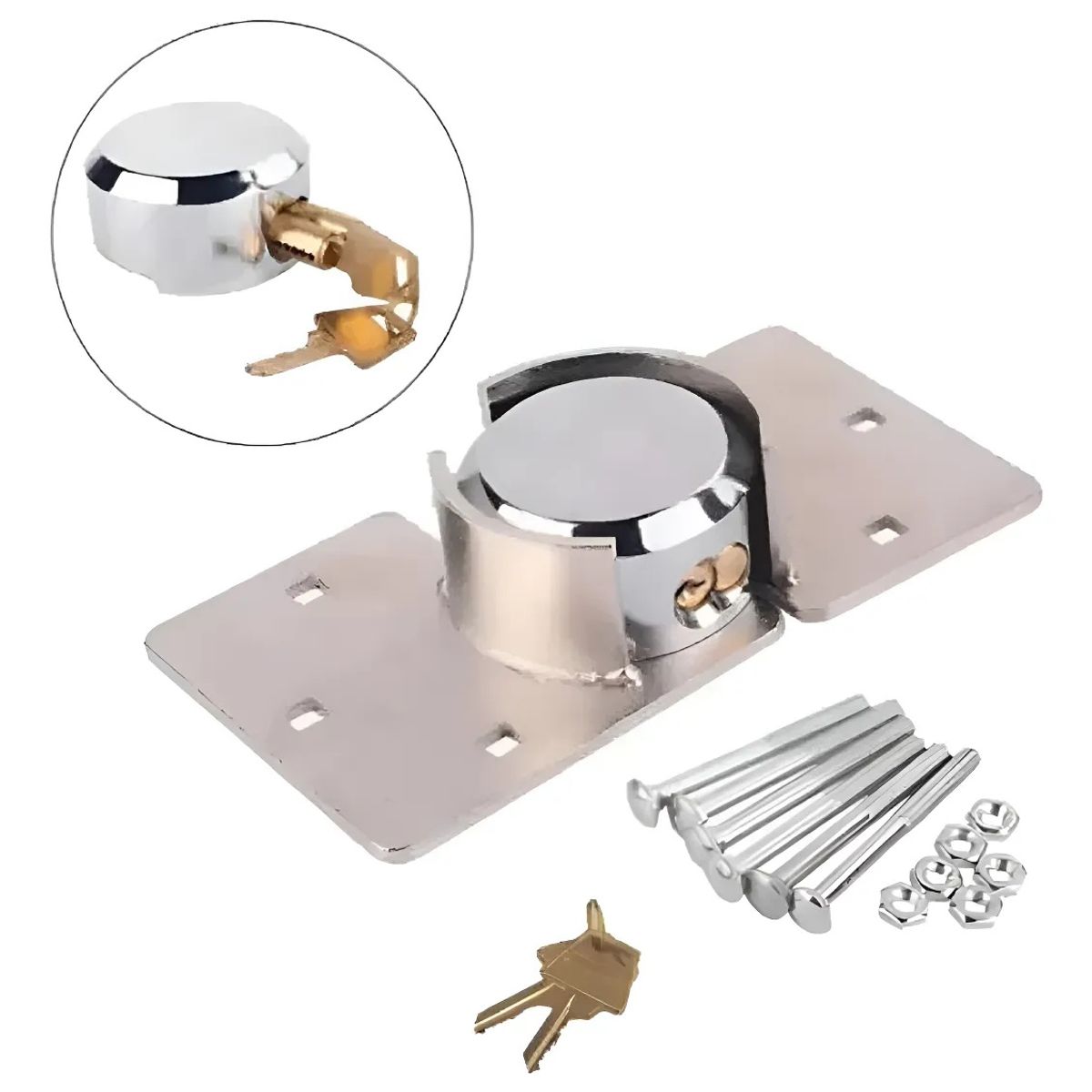 GENERICO - Chapa Cerraduras De Seguridad Para Camion Bodega Cobertizo Plateado